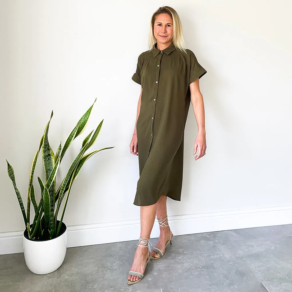 Oversized Shirt Dress - Olive