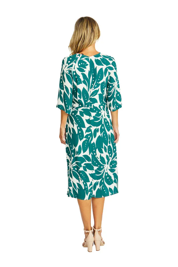 Ping Pong Mono Leaf  Knot Dress - Green