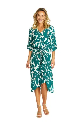 Ping Pong Mono Leaf  Knot Dress - Green