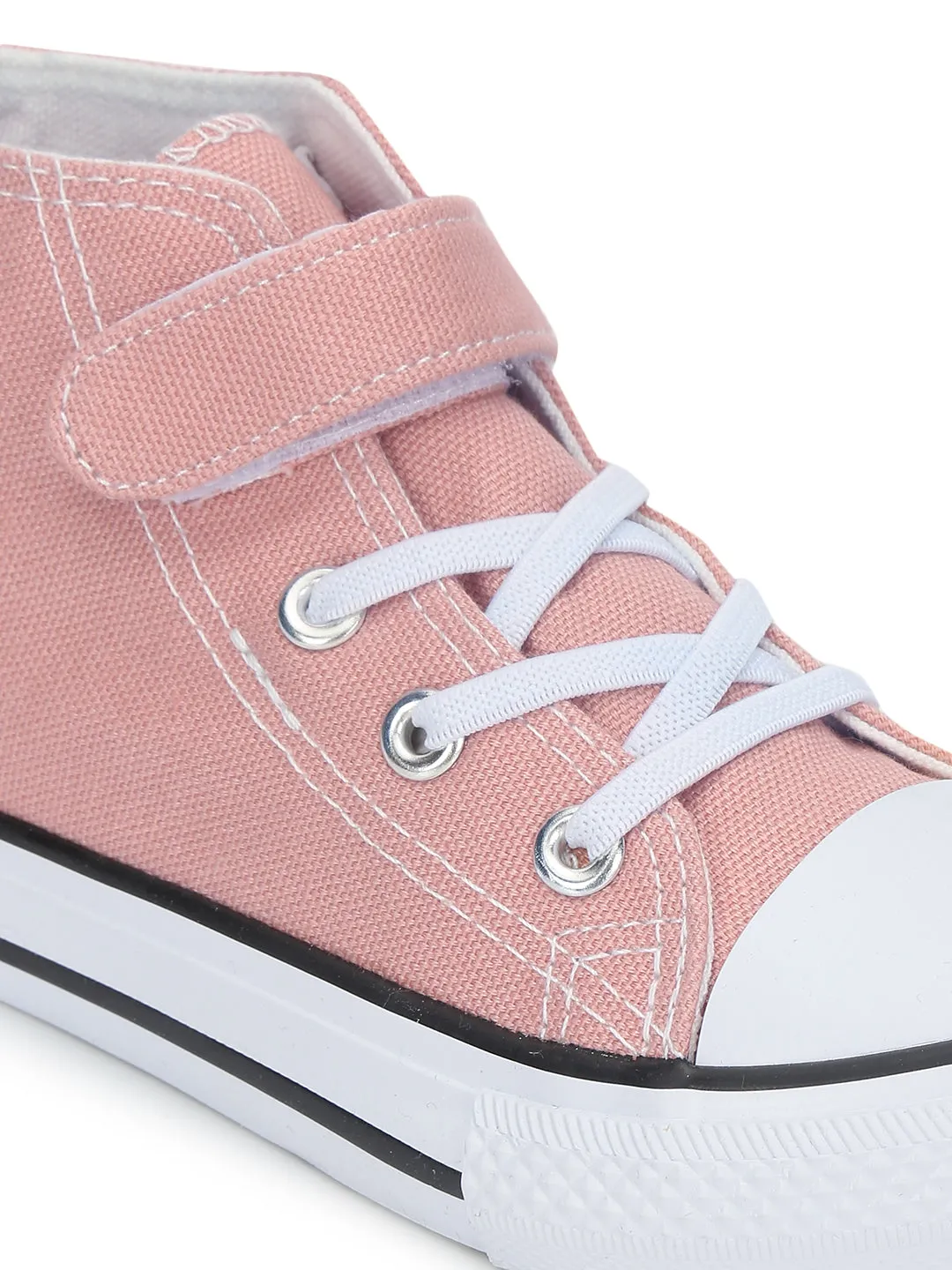 Pink Canvas Stylish Velcro Sneakers For Kids-Unisex (TC-VKCAN4-PNK)