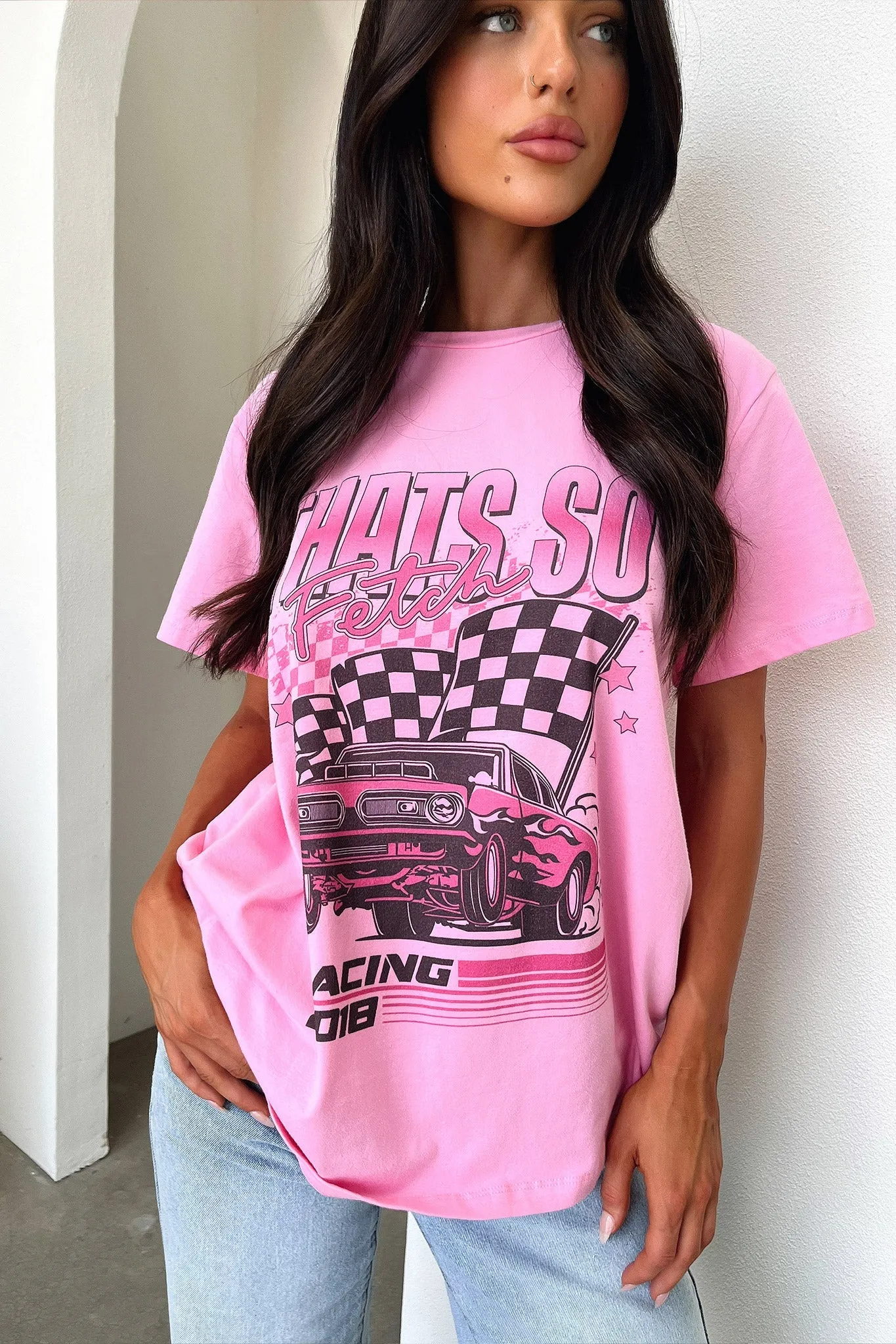 Pitstop Oversized Tee - Pink