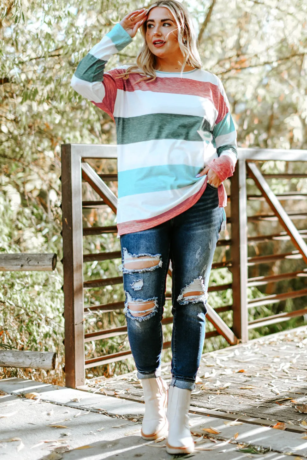 Plus Size Colorblock Pullover Top