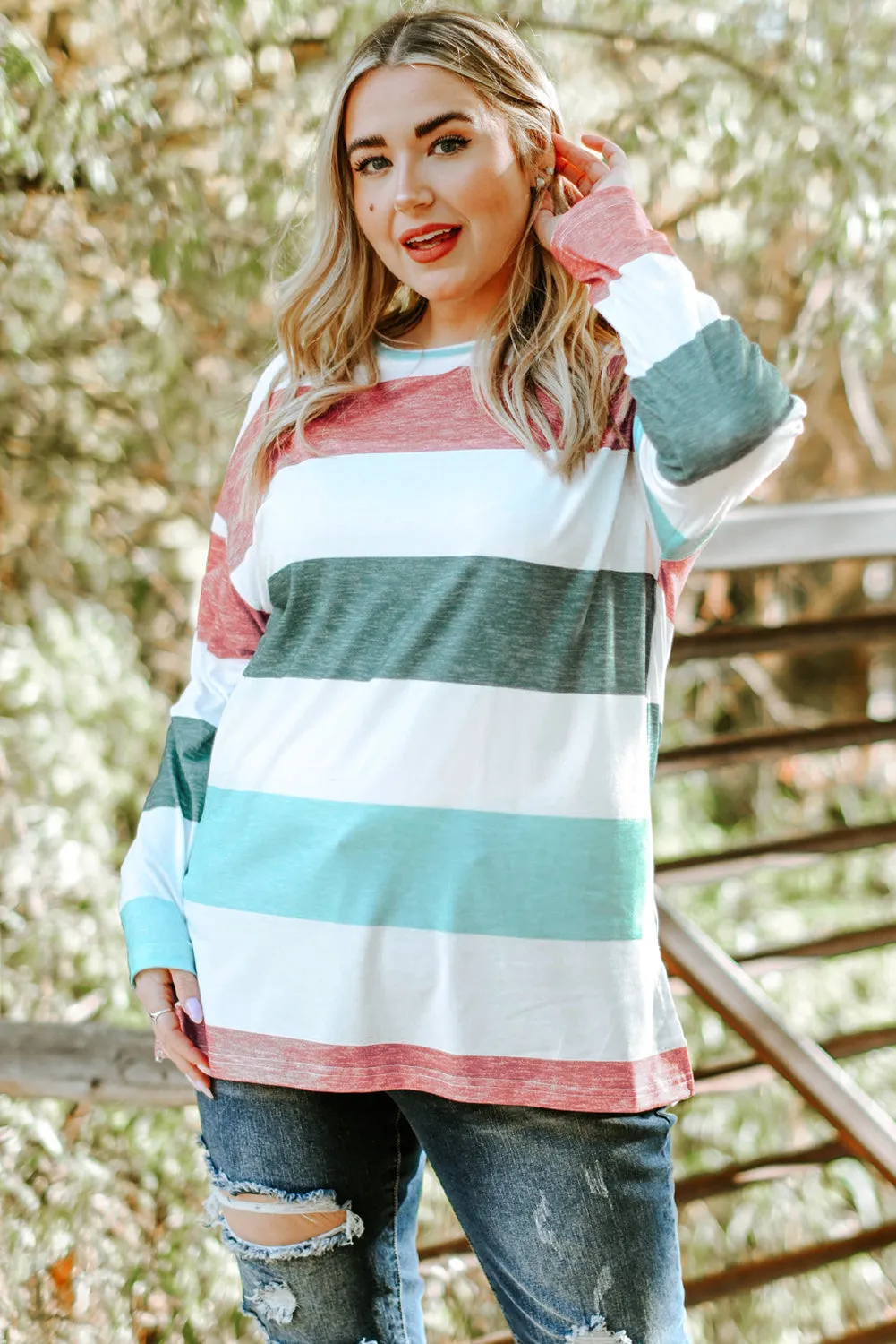 Plus Size Colorblock Pullover Top