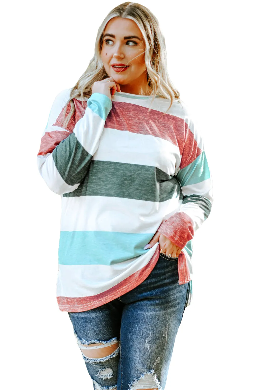 Plus Size Colorblock Pullover Top