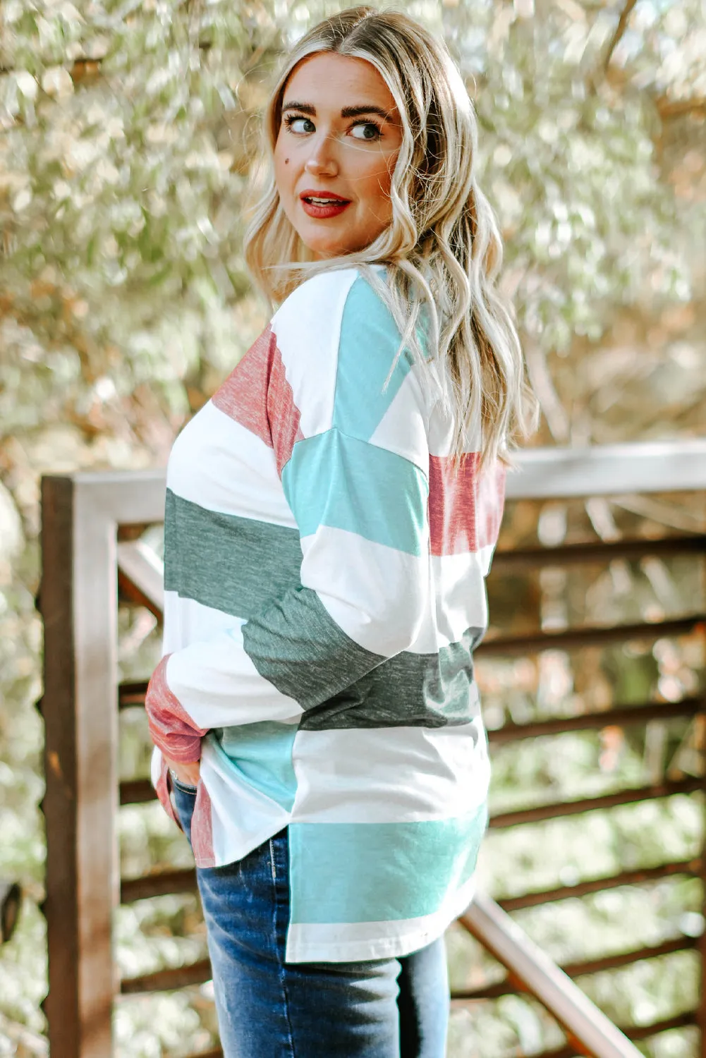 Plus Size Colorblock Pullover Top