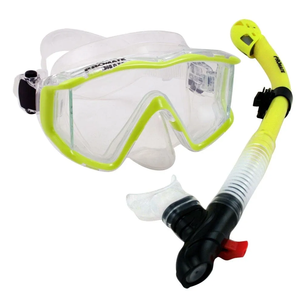 Promate Snorkeling Gear Scuba Dive Panoramic PURGE Mask DRY Snorkel Set - SCS0091