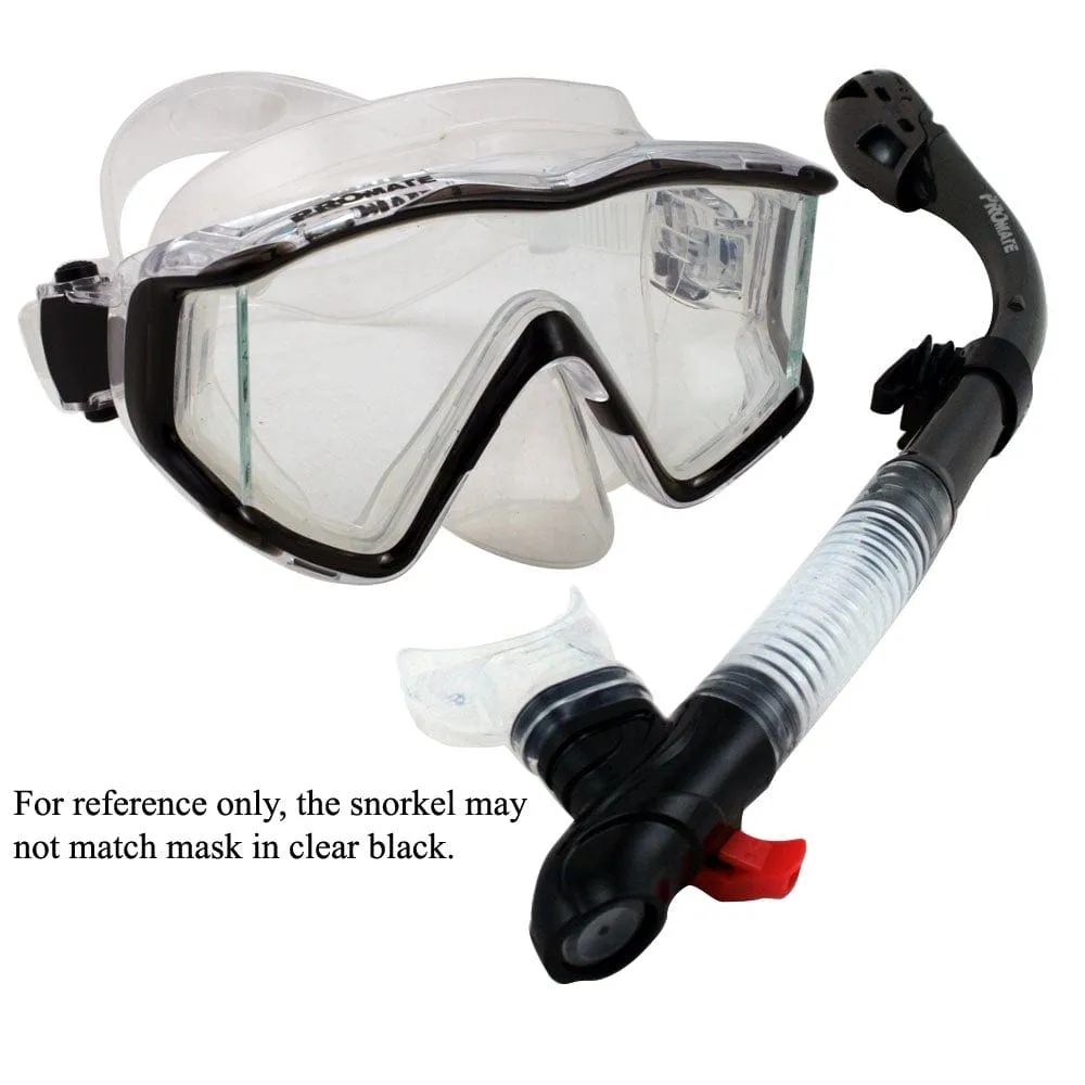 Promate Snorkeling Gear Scuba Dive Panoramic PURGE Mask DRY Snorkel Set - SCS0091