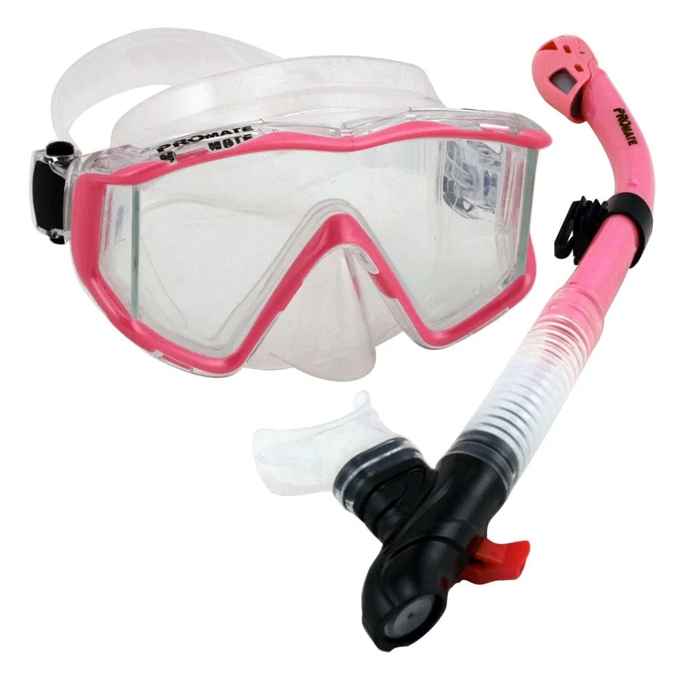 Promate Snorkeling Gear Scuba Dive Panoramic PURGE Mask DRY Snorkel Set - SCS0091