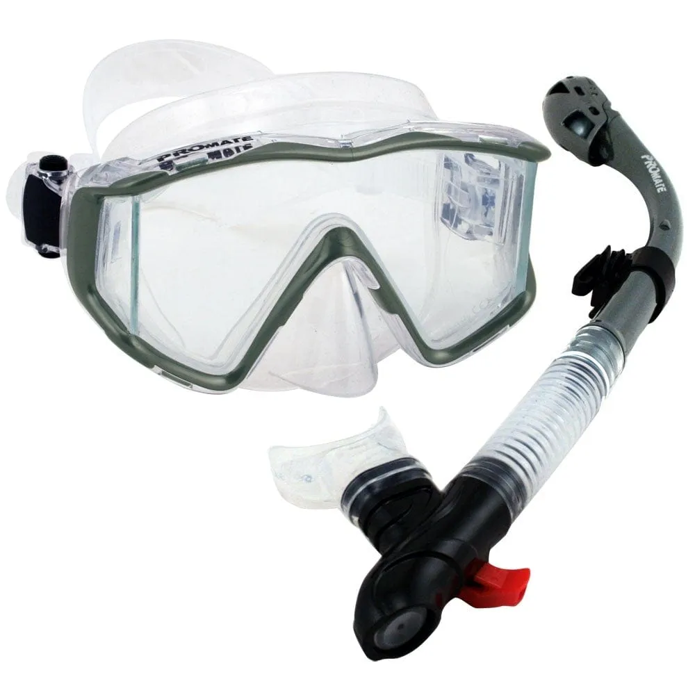 Promate Snorkeling Gear Scuba Dive Panoramic PURGE Mask DRY Snorkel Set - SCS0091