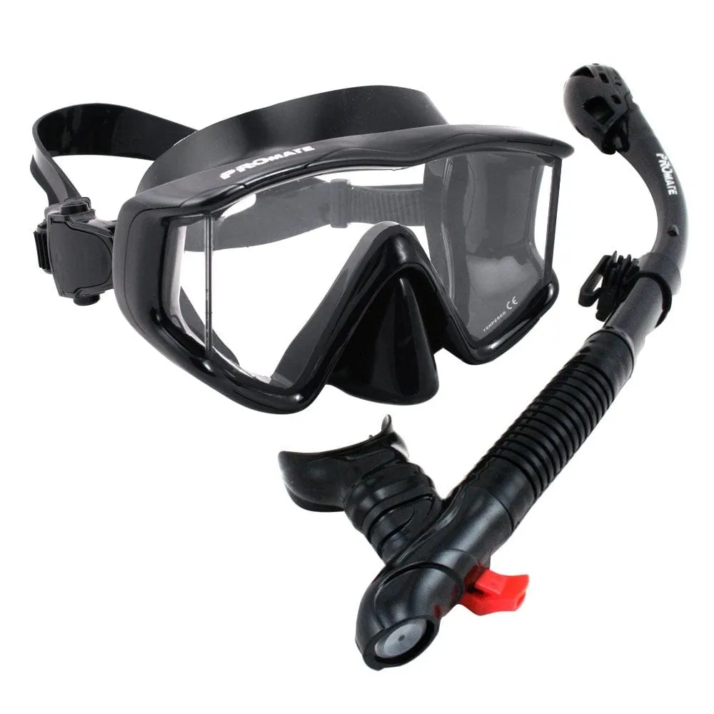 Promate Snorkeling Gear Scuba Dive Panoramic PURGE Mask DRY Snorkel Set - SCS0091