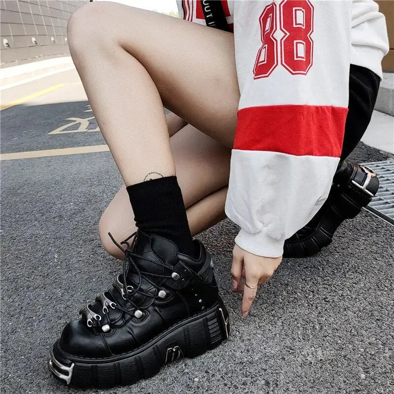 Punk Style Lace-up Platform Sneakers