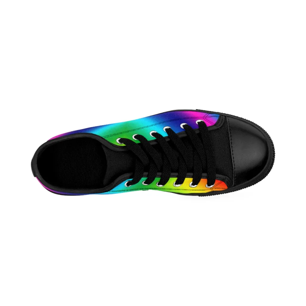 Rainbow Best Women's Sneakers, Gay Pride Colorful Best Ladies' Tennis Shoes Canvas Low Tops