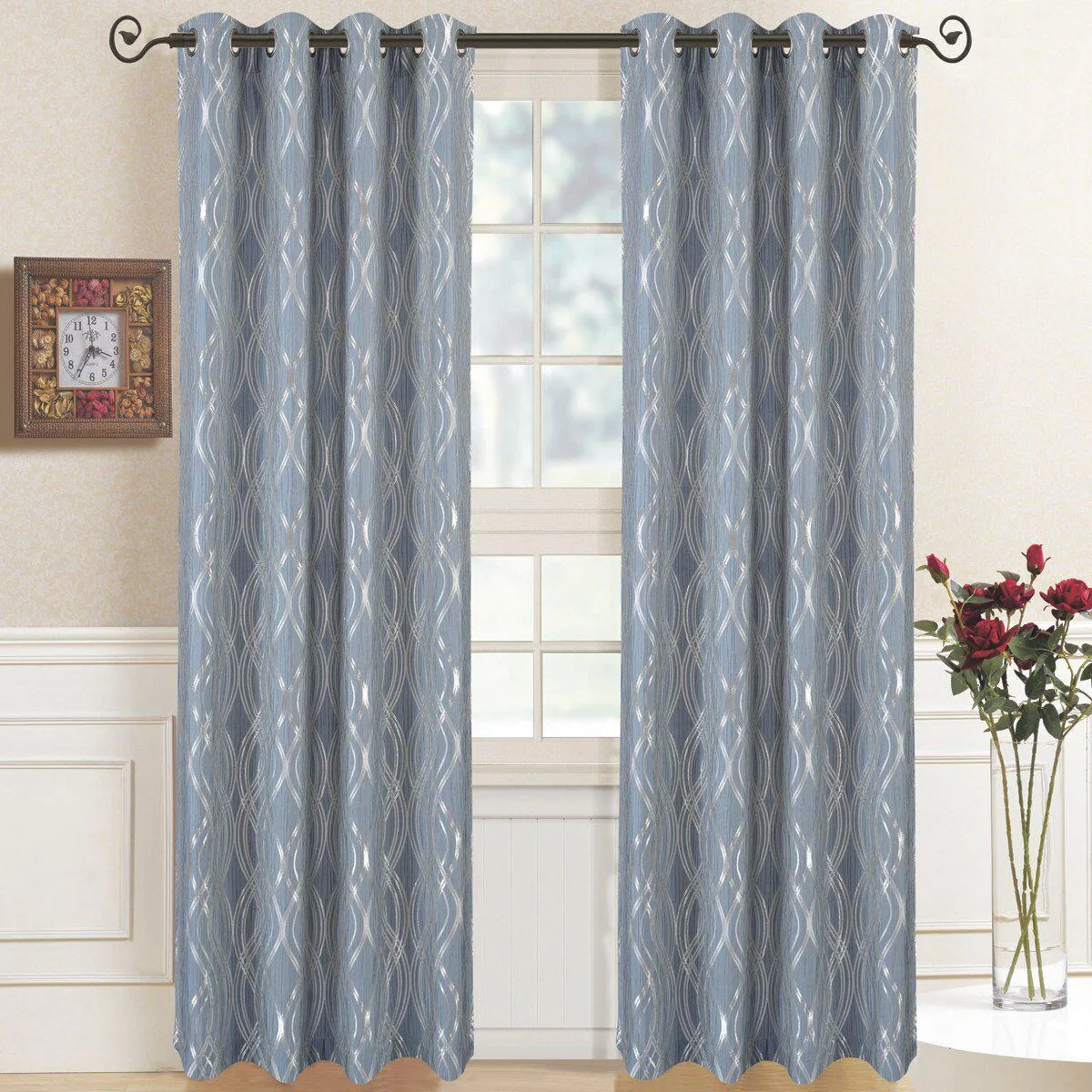 Regalia Abstract Jacquard Textured Grommet Top Curtain Panels (Set of 2)