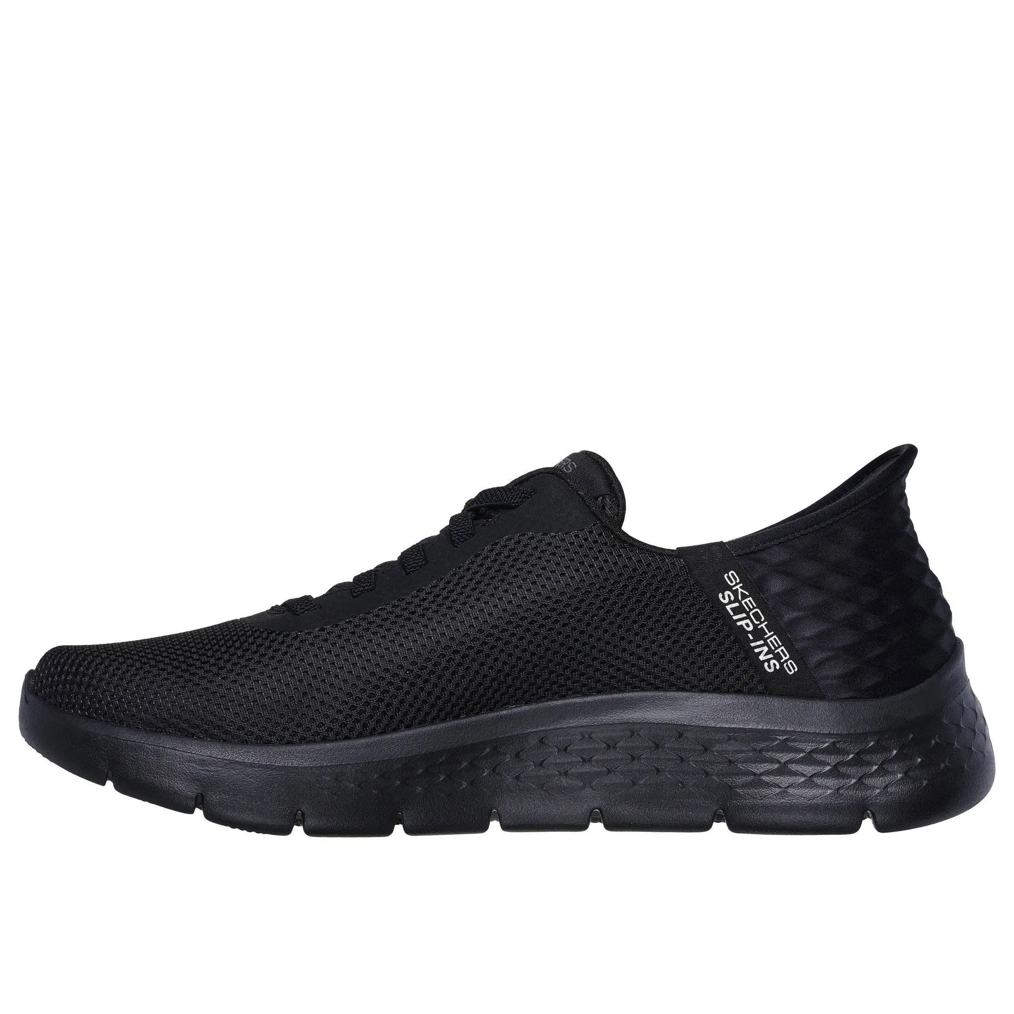 Skechers Slip-ins 216496 Go Walk Flex-Hands Up Mens Black Textile Vegan Slip On Trainers