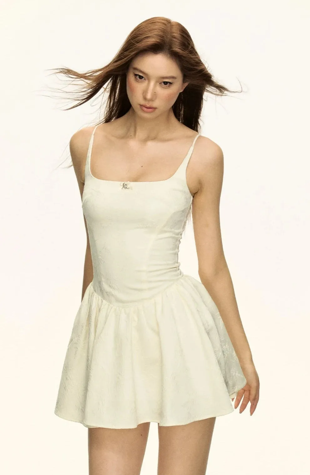 Sleeveless Square Neckline Skater Flared Mini Dress