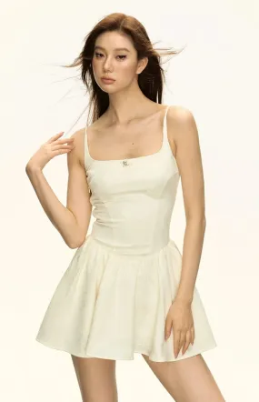 Sleeveless Square Neckline Skater Flared Mini Dress