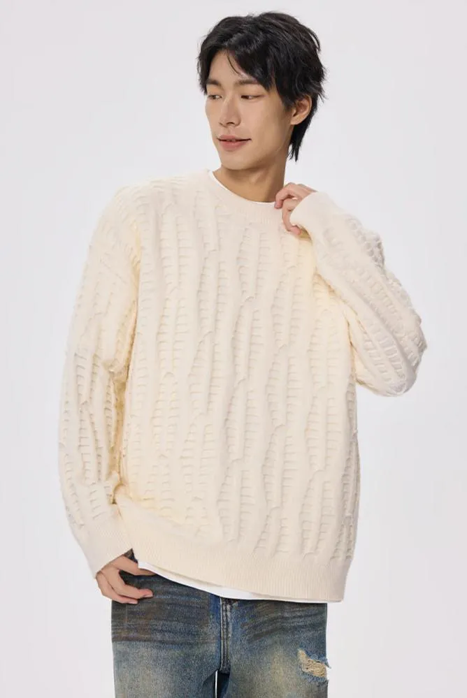 Slim Crewneck Textured Knit Sweater