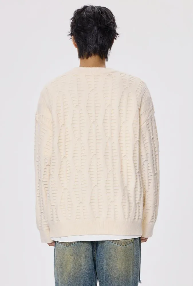 Slim Crewneck Textured Knit Sweater