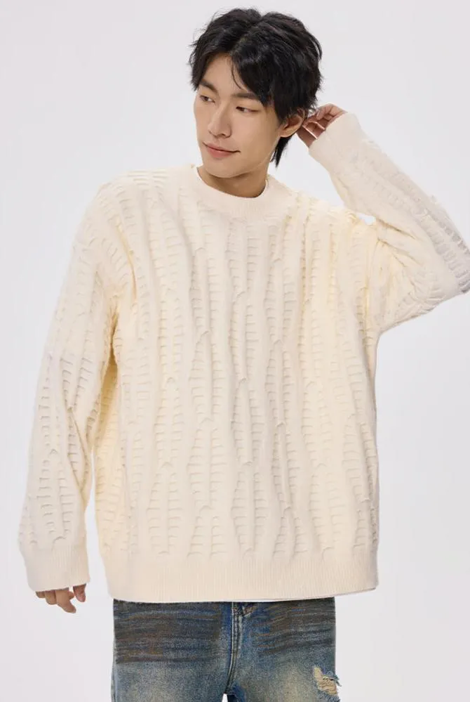 Slim Crewneck Textured Knit Sweater