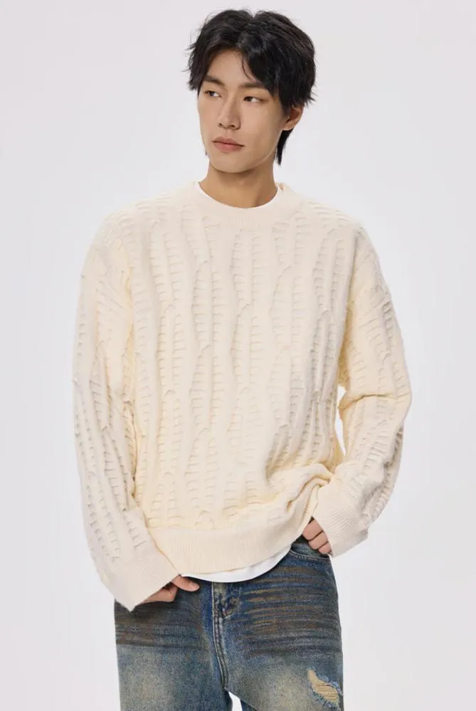 Slim Crewneck Textured Knit Sweater