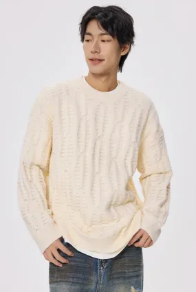 Slim Crewneck Textured Knit Sweater