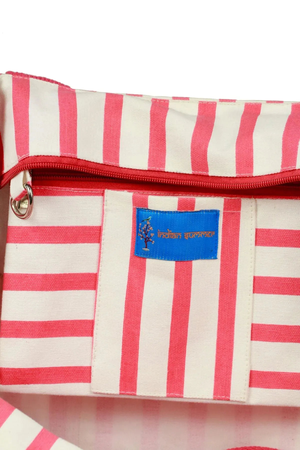 Stylish Pink Striped Weekender Bag