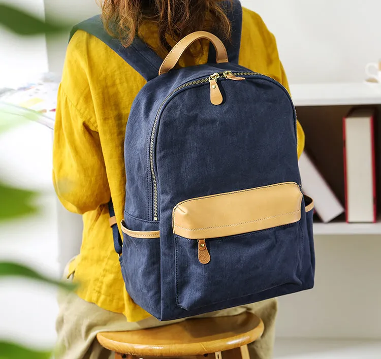 Stylish Womens Canvas Backpack Purse Ladies Rucksack