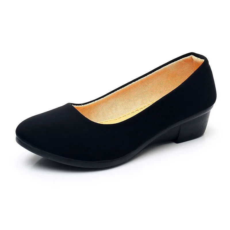 Stylish Women's Flat Soft Bottom Black Canvas Shoes