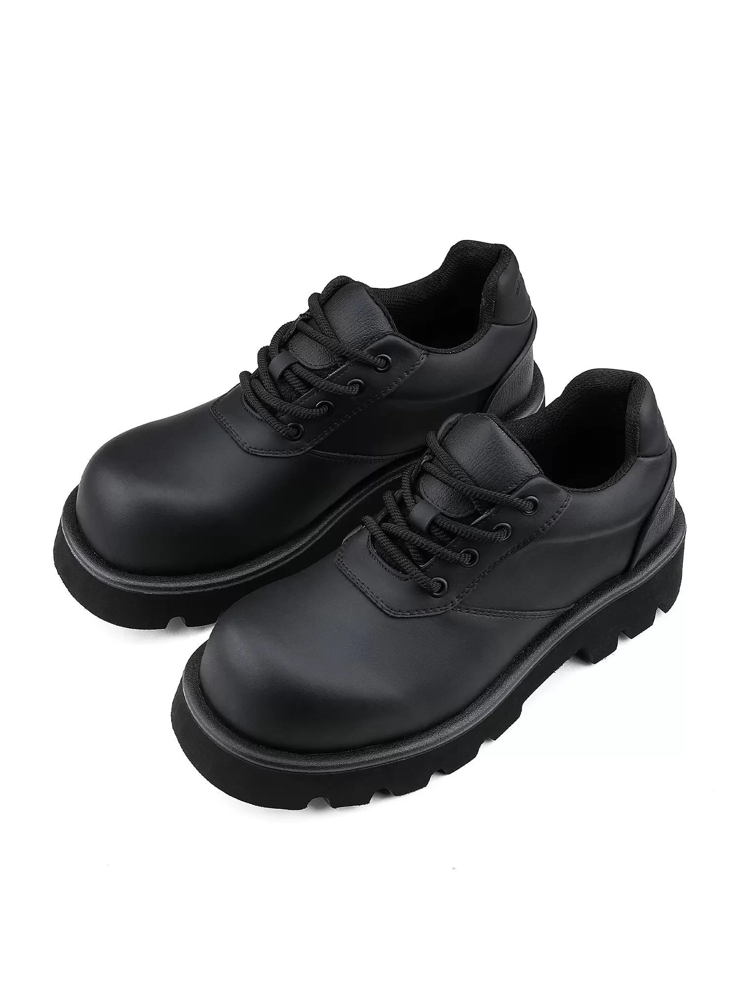 Thick-soled Sports Derby Leather Shoes