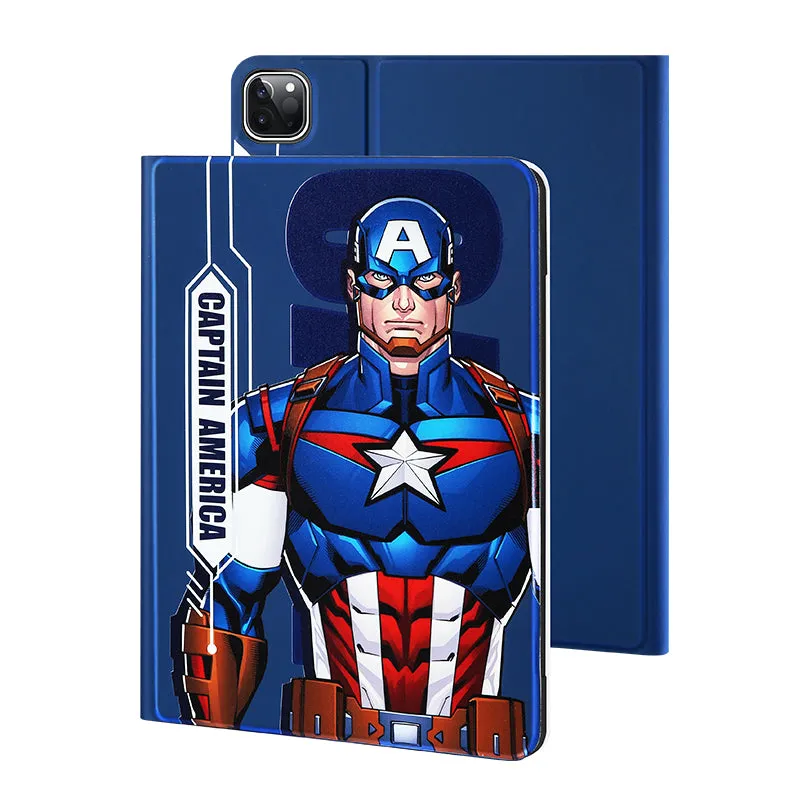 UKA Marvel Avengers Auto Sleep Folio Stand Leather Case with Pen Tray for Apple iPad