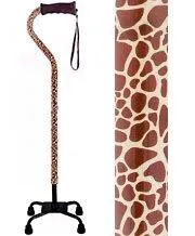 Wild Giraffe Aluminum Convertible Quad Walking Cane with Comfort Grip - Adjustable Shaft