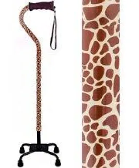 Wild Giraffe Aluminum Convertible Quad Walking Cane with Comfort Grip - Adjustable Shaft