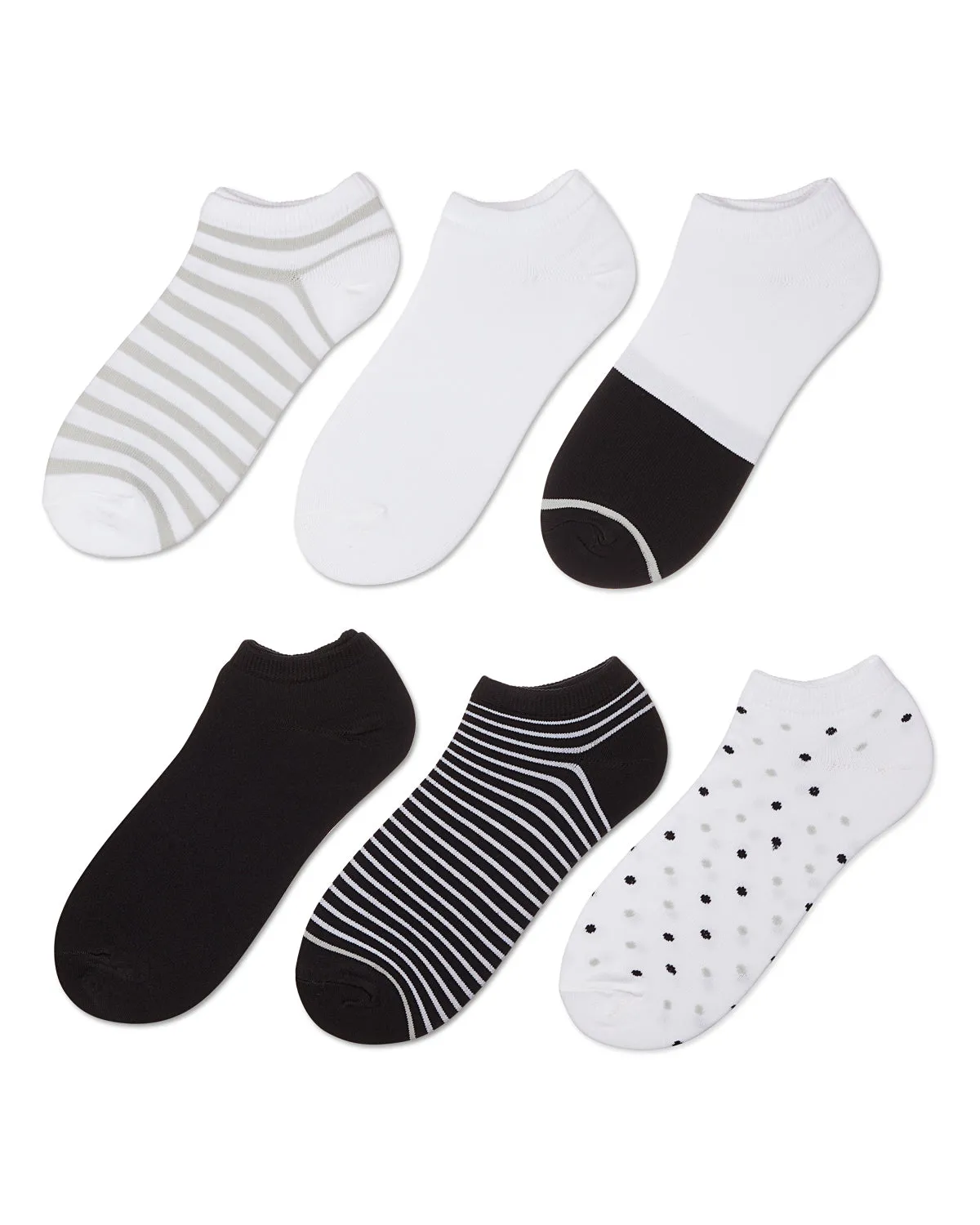 Women's 6 Pair Pack Stripes Low Cut Socks