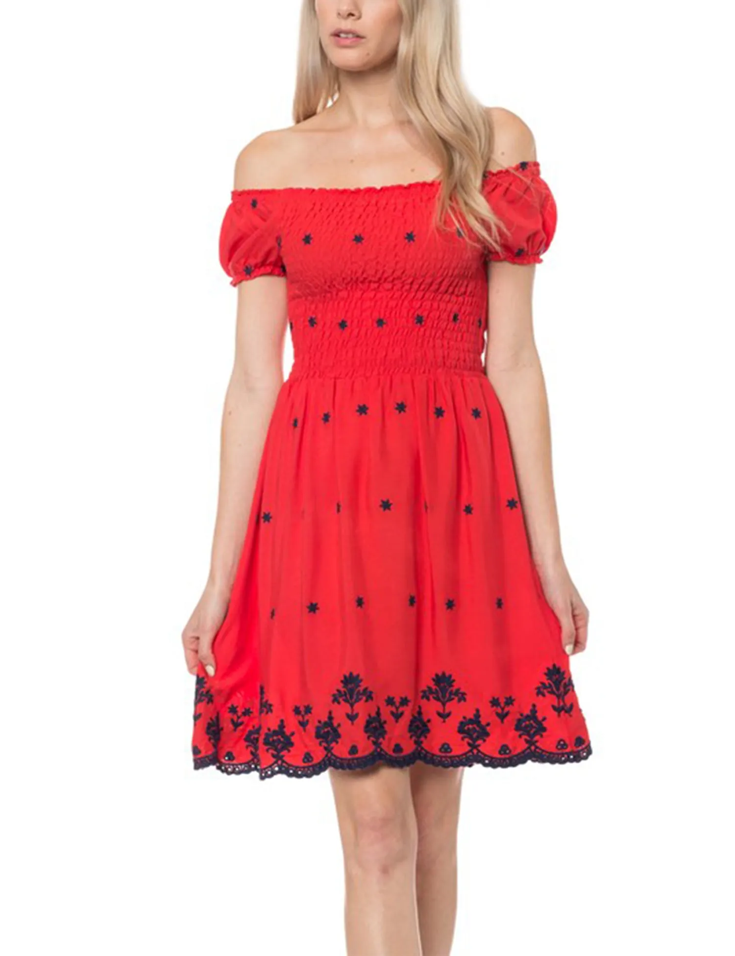 Women's Casual Off Shoulder Smocked Summer Dress