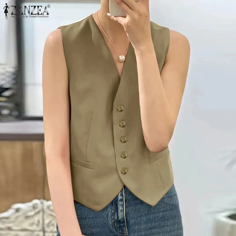 ZANZEA Casual Tanks Tops Vests Blouse