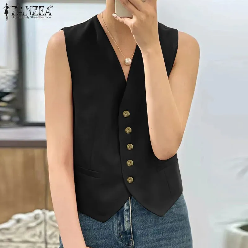 ZANZEA Casual Tanks Tops Vests Blouse