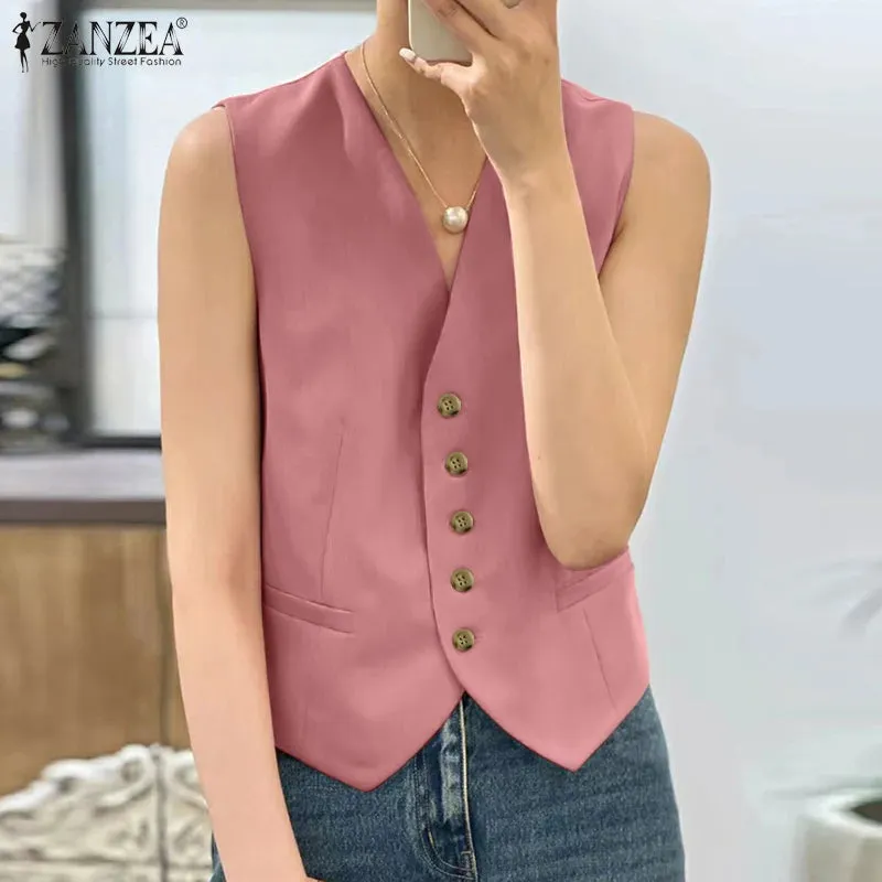 ZANZEA Casual Tanks Tops Vests Blouse